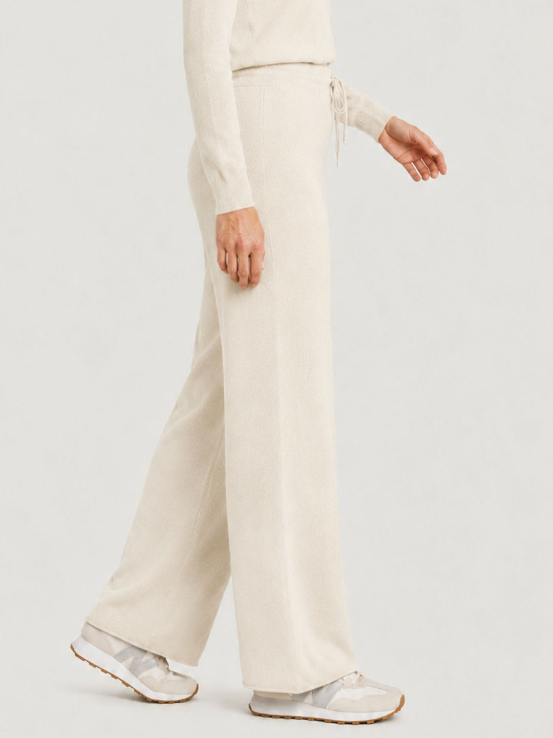 Pantalone Sis con coulisse in maglia panna 0370176 0071 BIMOR 