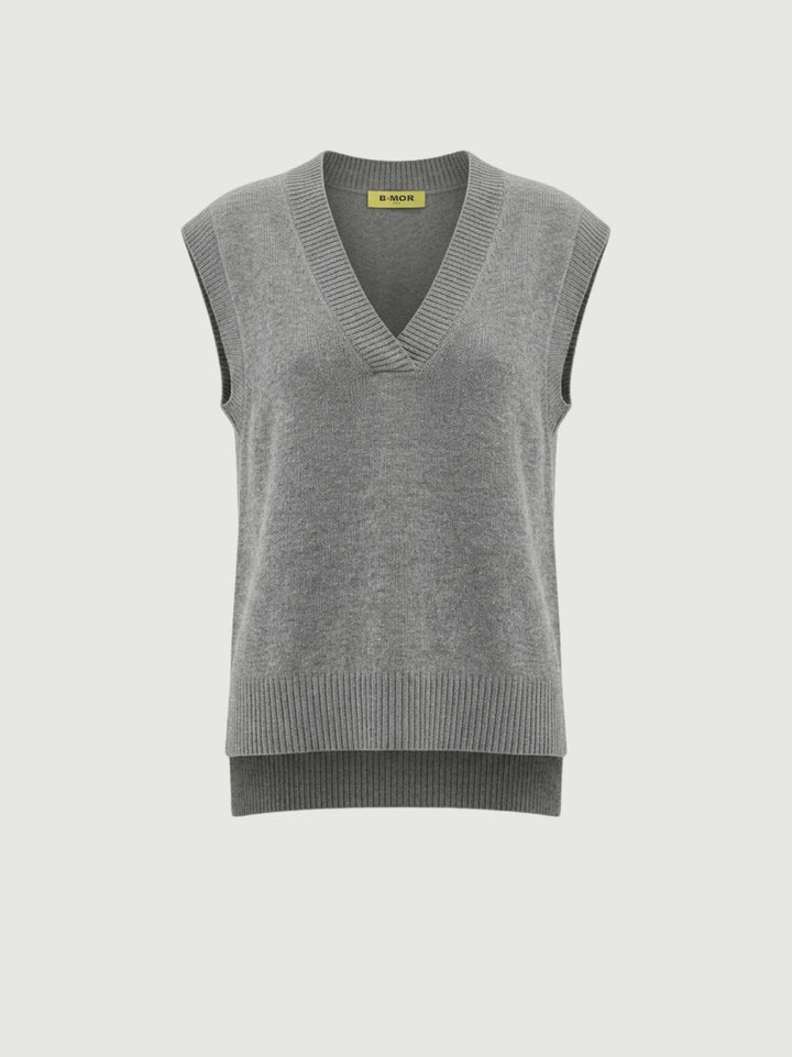 Gilet con scollo a V in maglia carbone 0370219 0022 ANDREA MORANDO 