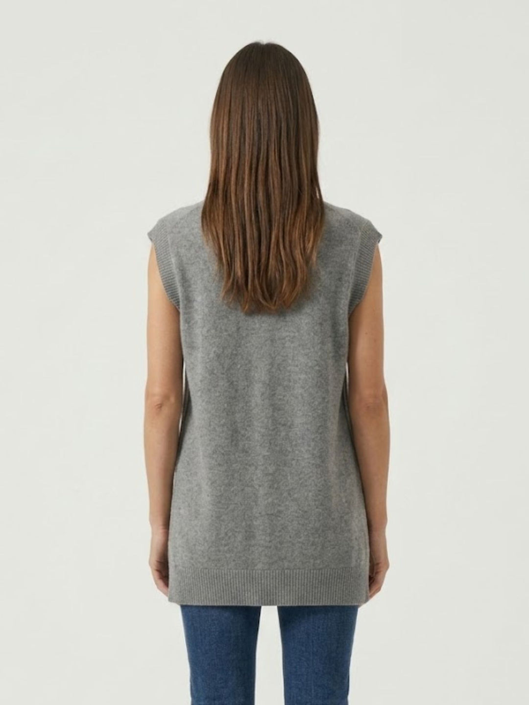 Gilet con scollo a V in maglia carbone 0370219 0022 ANDREA MORANDO 