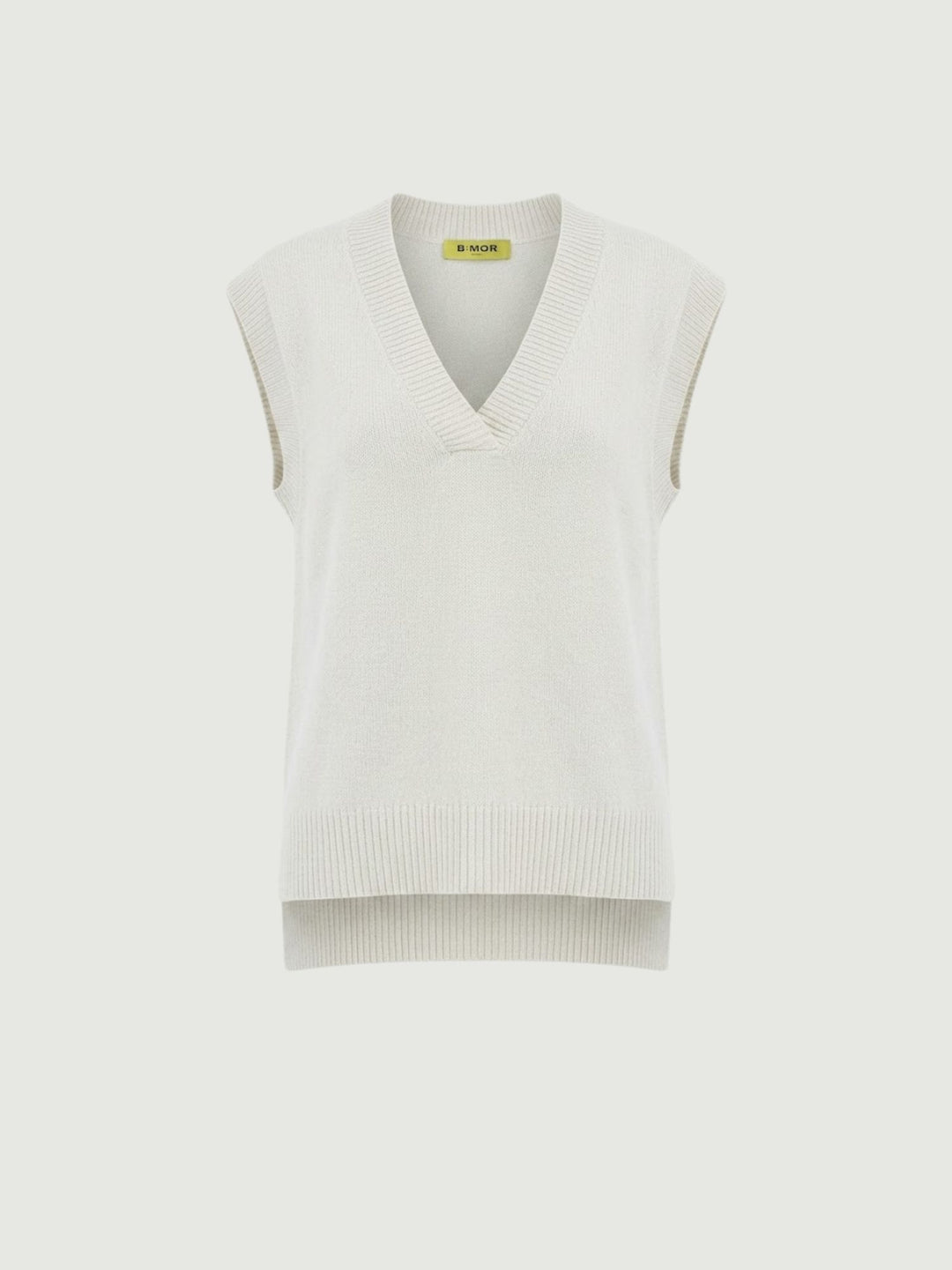 Gilet con scollo a V in maglia panna 0370219 0071 ANDREA MORANDO 