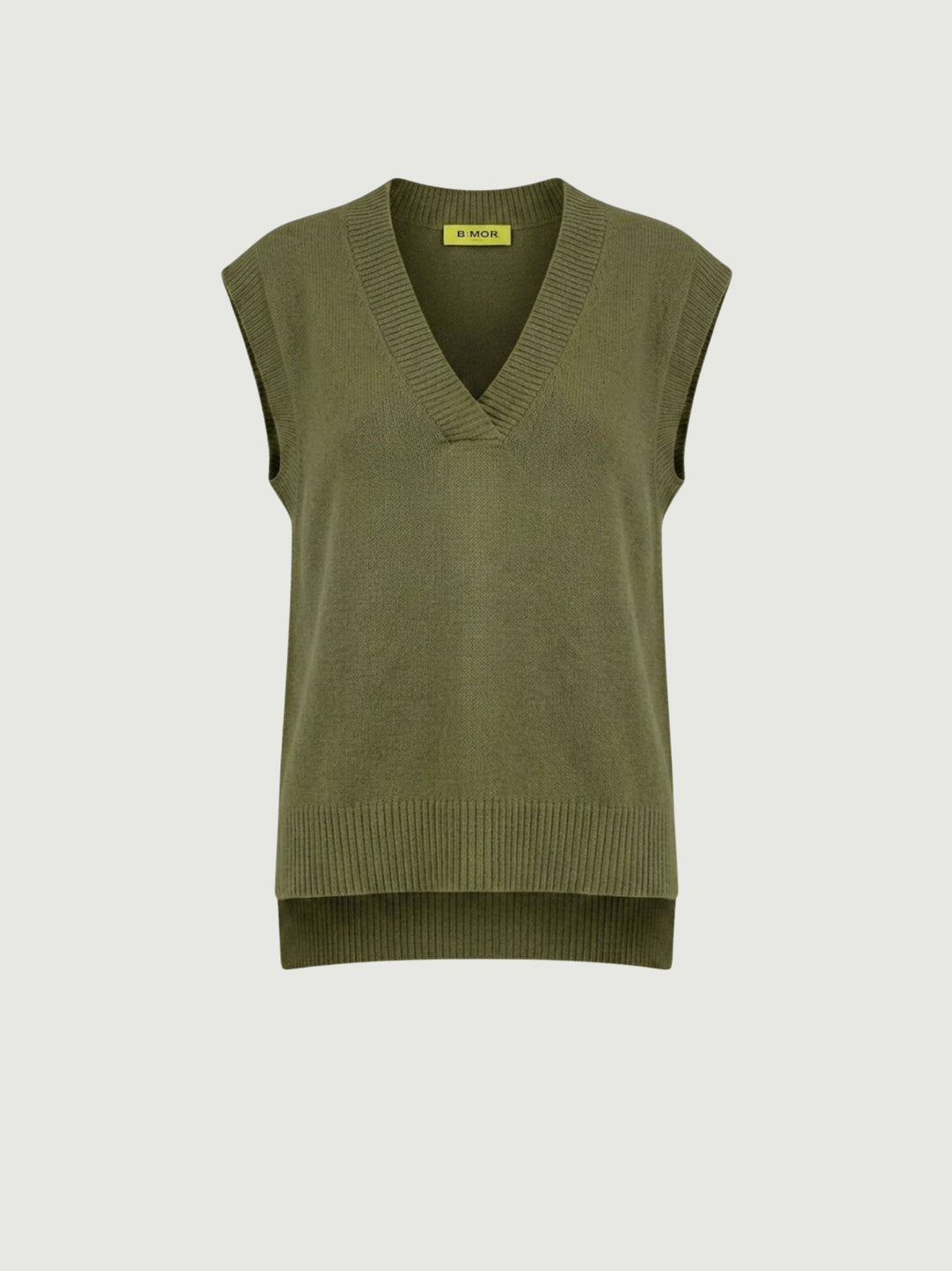 Gilet con scollo a V in maglia oliva 0370219 0192 ANDREA MORANDO 