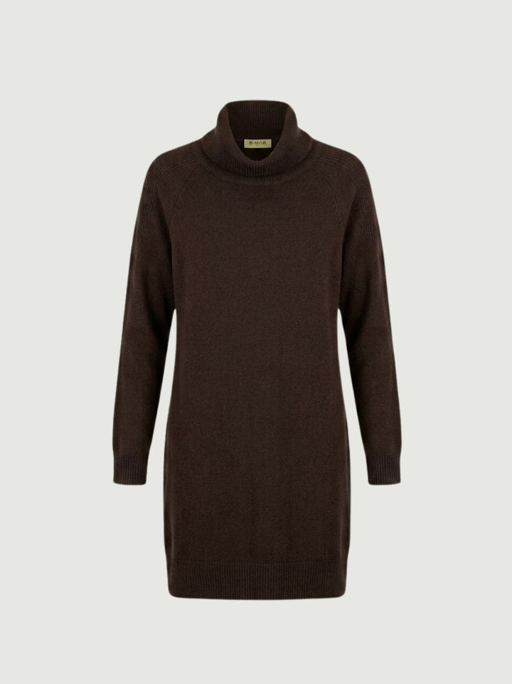 Abito Ester a collo alto in maglia cioccolato 0370225 0196 BIMOR 