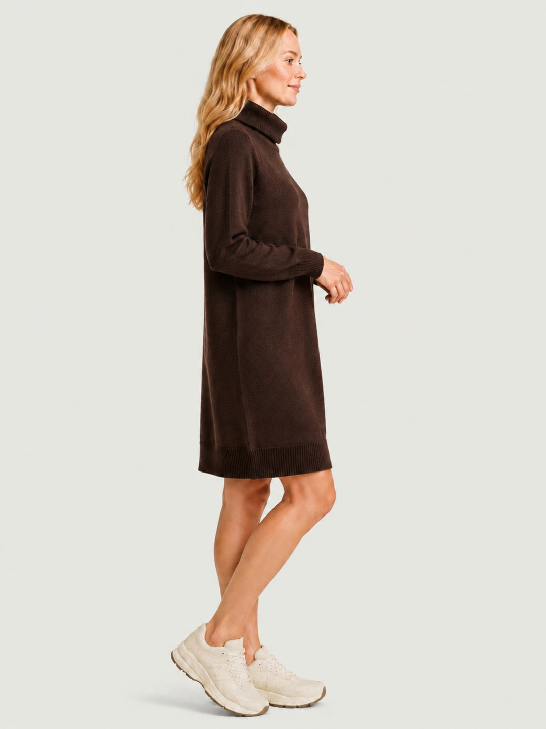 Abito Ester a collo alto in maglia cioccolato 0370225 0196 BIMOR 