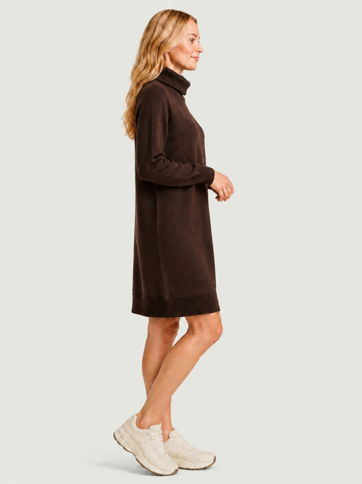 Abito Ester a collo alto in maglia cioccolato 0370225 0196 BIMOR 