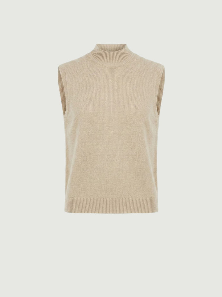 Gilet Eli con collo a lupetto in maglia caffellatte 0370236 0080 BIMOR 