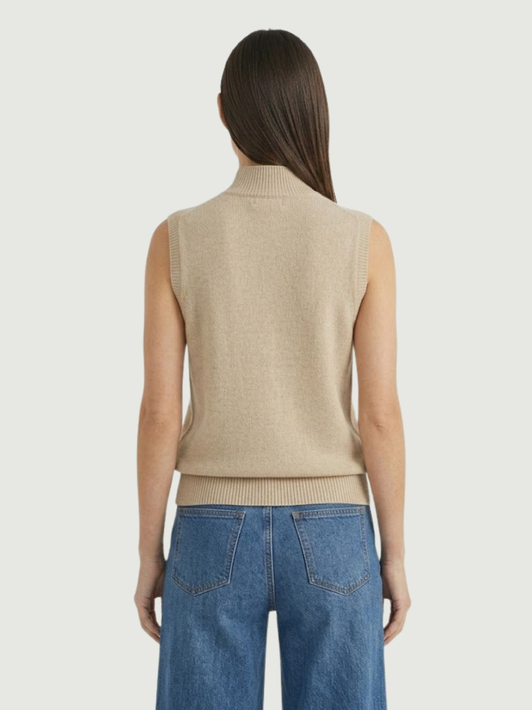 Gilet Eli con collo a lupetto in maglia caffellatte 0370236 0080 BIMOR 