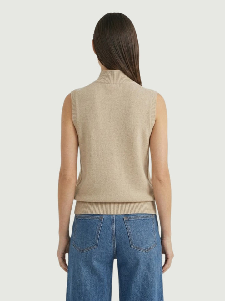 Gilet Eli con collo a lupetto in maglia caffellatte 0370236 0080 BIMOR 