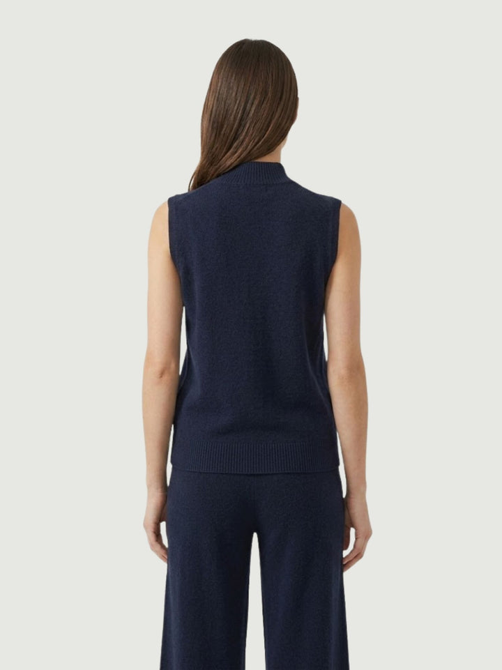 Gilet Eli con collo a lupetto in maglia mirtillo 0370236 0115 BIMOR 