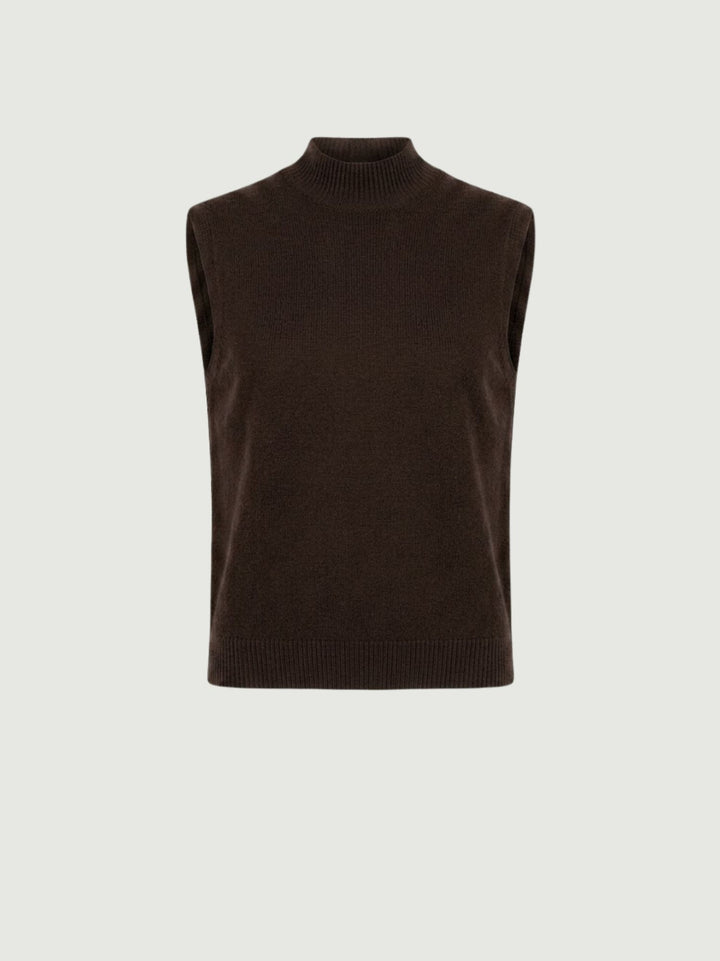 Gilet Eli con collo a lupetto in maglia cioccolato 0370236 0196 BIMOR 