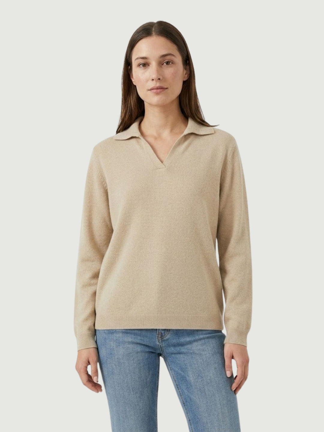Maglia con colletto polo caffellatte 0520913 0080 ANDREA MORANDO 