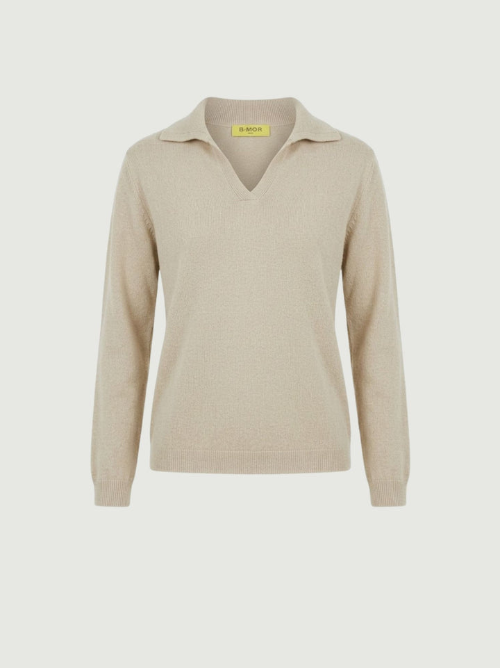 Maglia con colletto polo caffellatte 0520913 0080 ANDREA MORANDO 