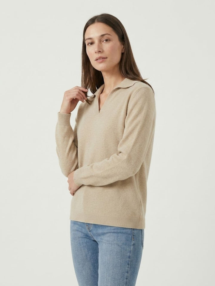 Maglia con colletto polo caffellatte 0520913 0080 ANDREA MORANDO 