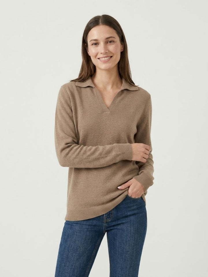 Maglia con colletto polo nocciola 0520913 0083 ANDREA MORANDO 