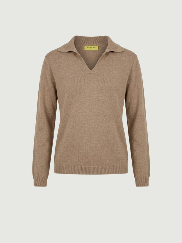 Maglia con colletto polo nocciola 0520913 0083 ANDREA MORANDO 