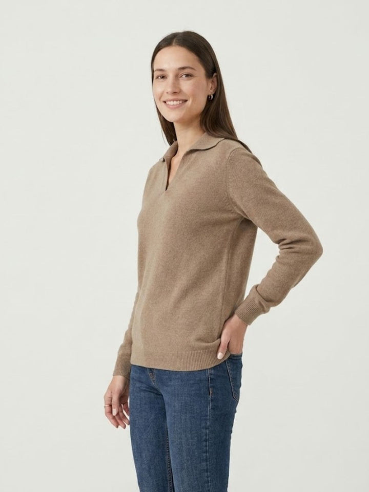 Maglia con colletto polo nocciola 0520913 0083 ANDREA MORANDO 