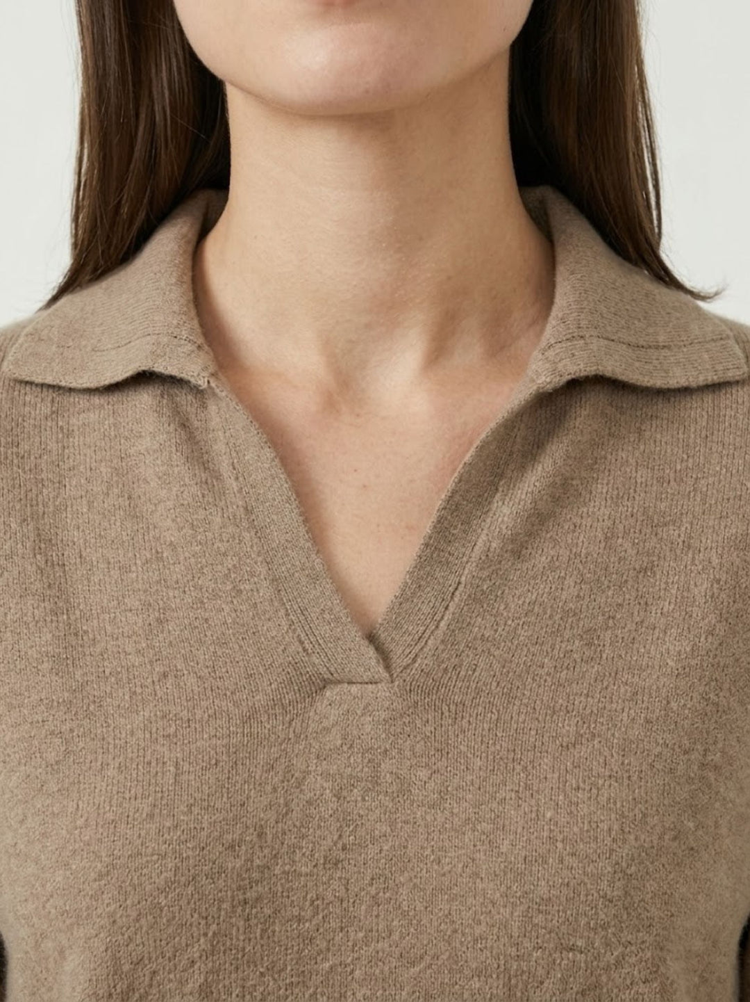 Maglia con colletto polo nocciola 0520913 0083 ANDREA MORANDO 