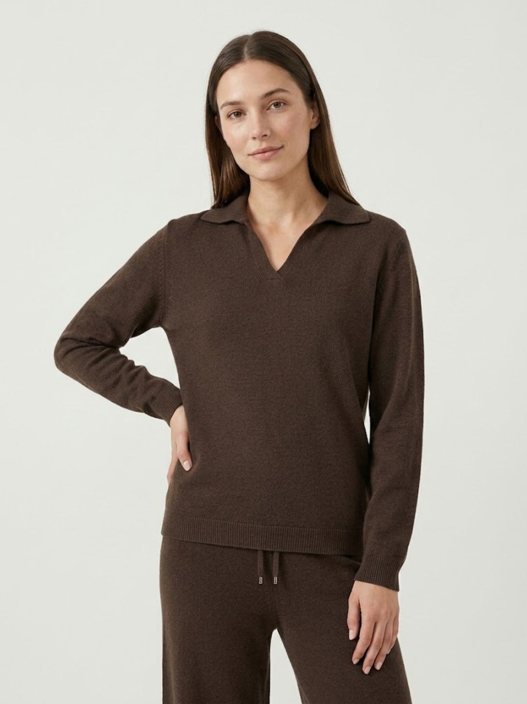 Maglia con colletto polo cioccolato 0520913 0196 ANDREA MORANDO 