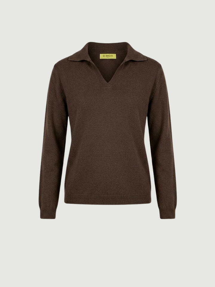 Maglia con colletto polo cioccolato 0520913 0196 ANDREA MORANDO 