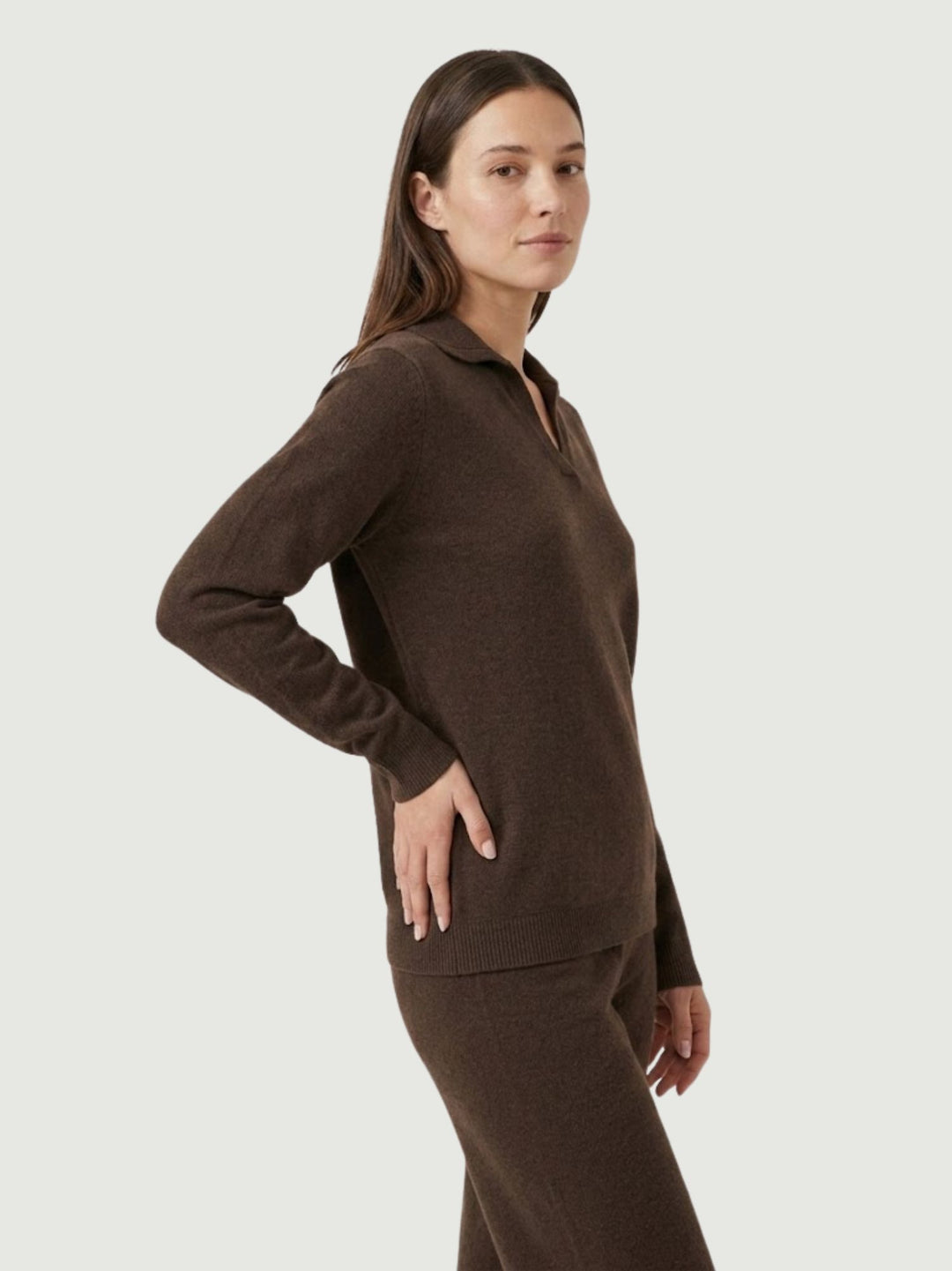 Maglia con colletto polo cioccolato 0520913 0196 ANDREA MORANDO 