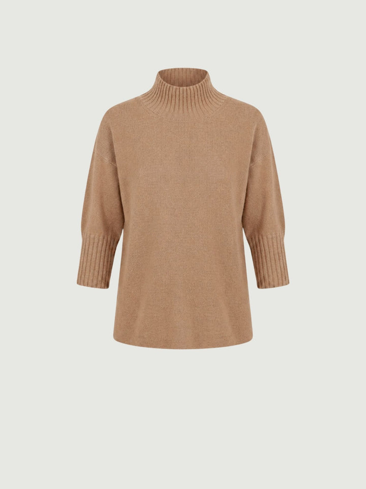 Maglione a lupetto con maniche a tre quarti nocciola 0570102 0083 BIMOR 