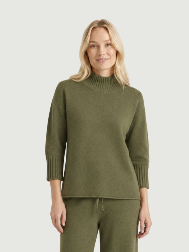 Maglione a lupetto con maniche a tre quarti oliva 0570102 0192 BIMOR 