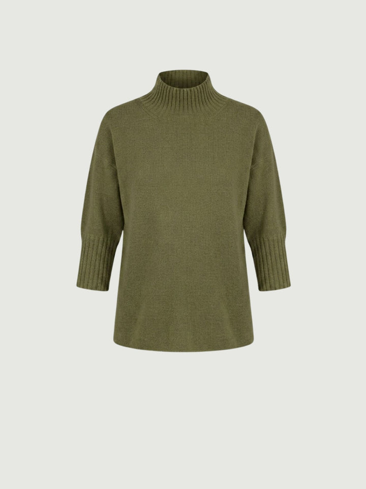 Maglione a lupetto con maniche a tre quarti oliva 0570102 0192 BIMOR 