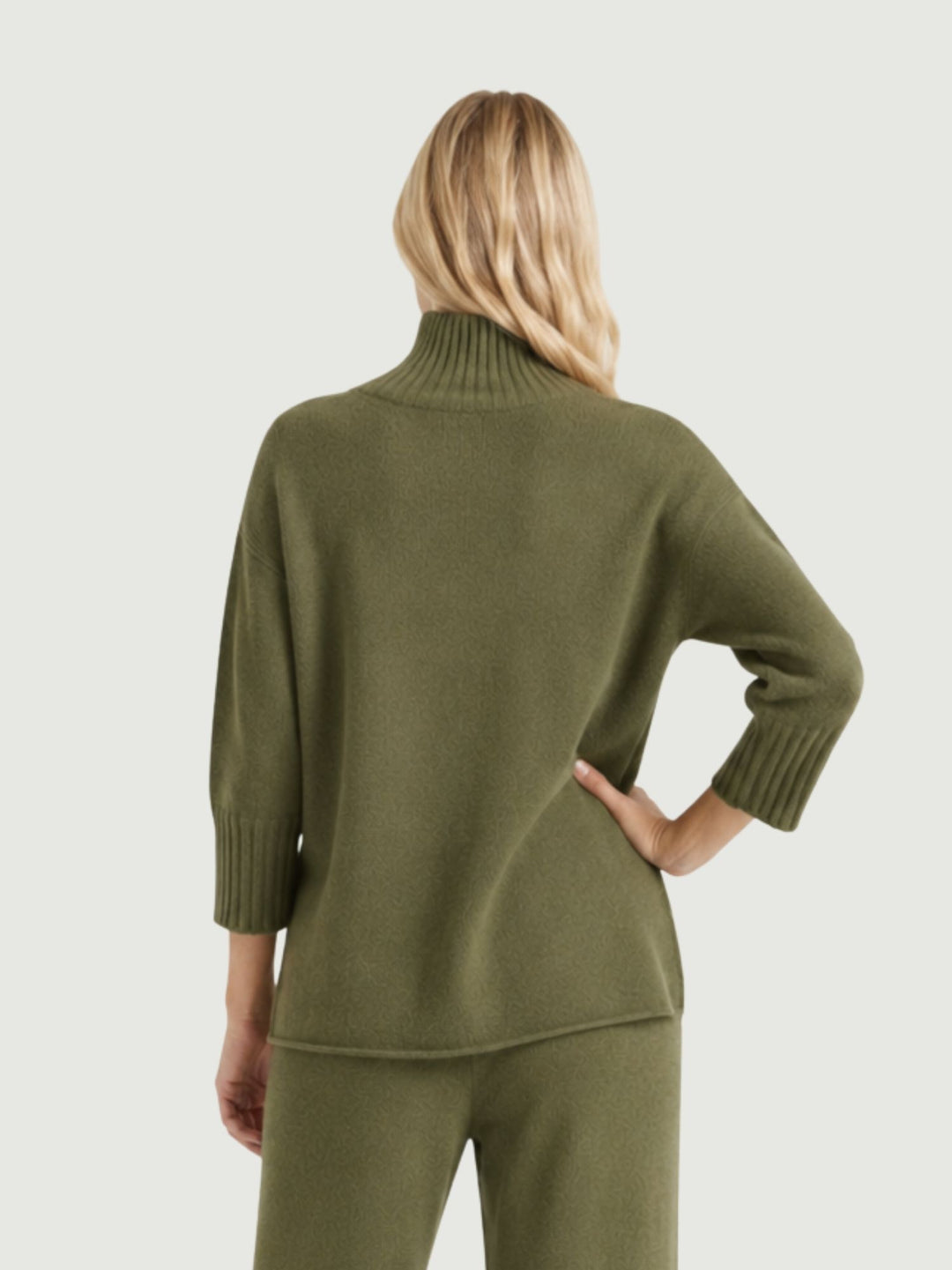 Maglione a lupetto con maniche a tre quarti oliva 0570102 0192 BIMOR 