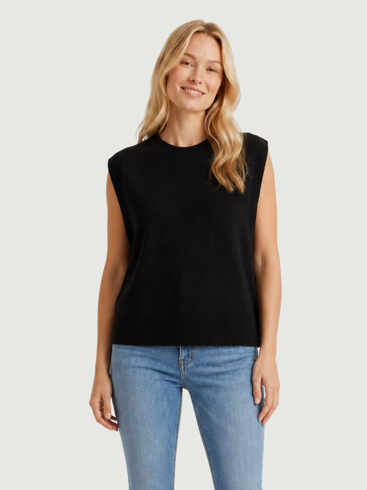 Gilet in maglia licorice aperto sui fianchi 057015 0010 ANDREA MORANDO 