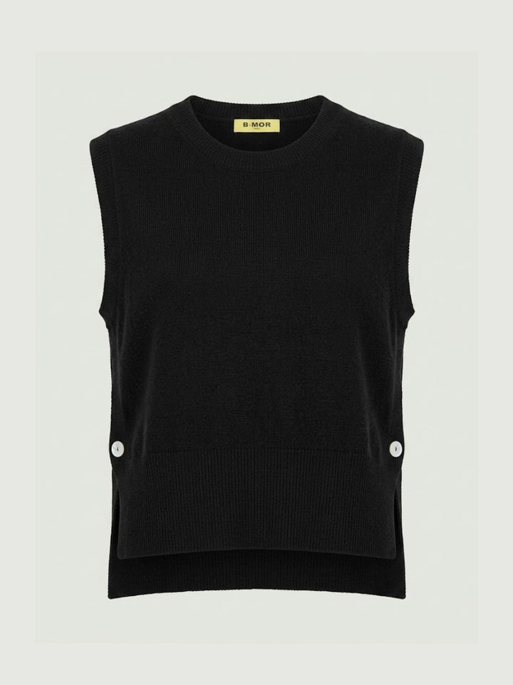Gilet in maglia licorice aperto sui fianchi 057015 0010 ANDREA MORANDO 