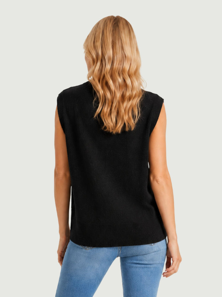 Gilet in maglia licorice aperto sui fianchi 057015 0010 ANDREA MORANDO 