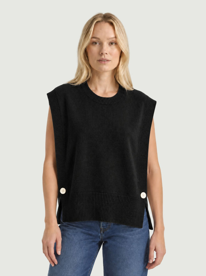 Gilet Bea aperto sui fianchi in maglia licorice 057015 0010 BIMOR 