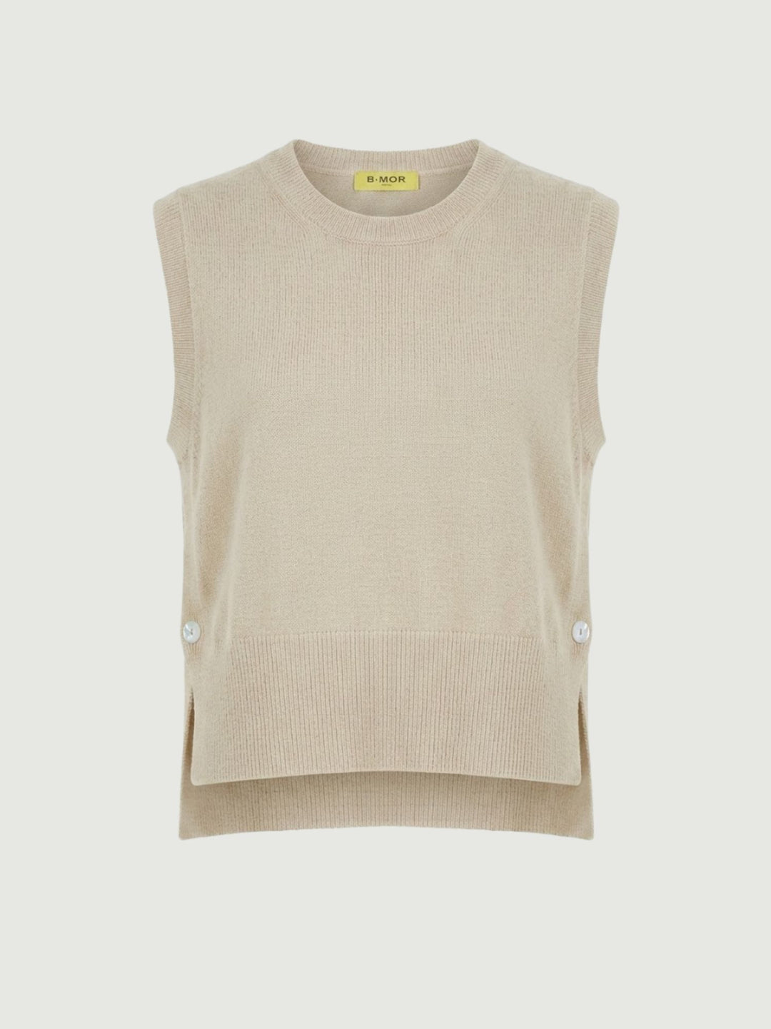 Gilet in maglia caffellatte aperto sui fianchi 057015 0080 ANDREA MORANDO 