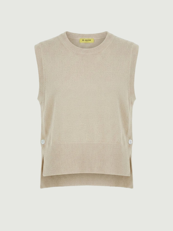 Gilet in maglia caffellatte aperto sui fianchi 057015 0080 ANDREA MORANDO 