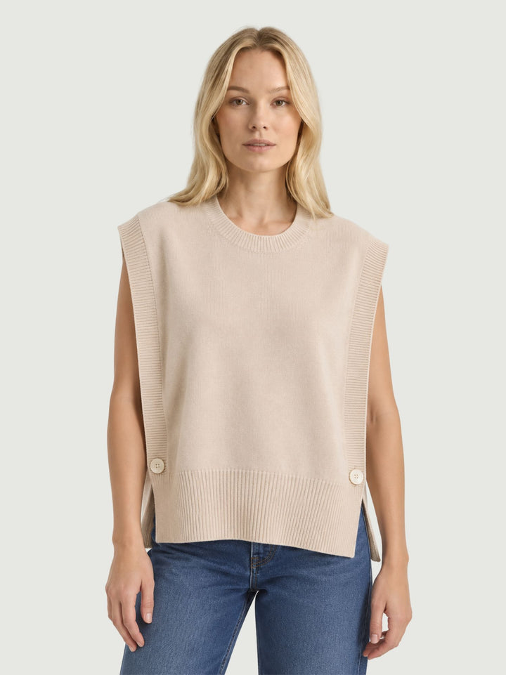Gilet Bea aperto sui fianchi in maglia caffellatte 057015 0080 BIMOR 