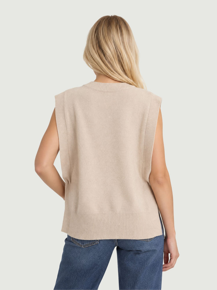 Gilet Bea aperto sui fianchi in maglia caffellatte 057015 0080 BIMOR 