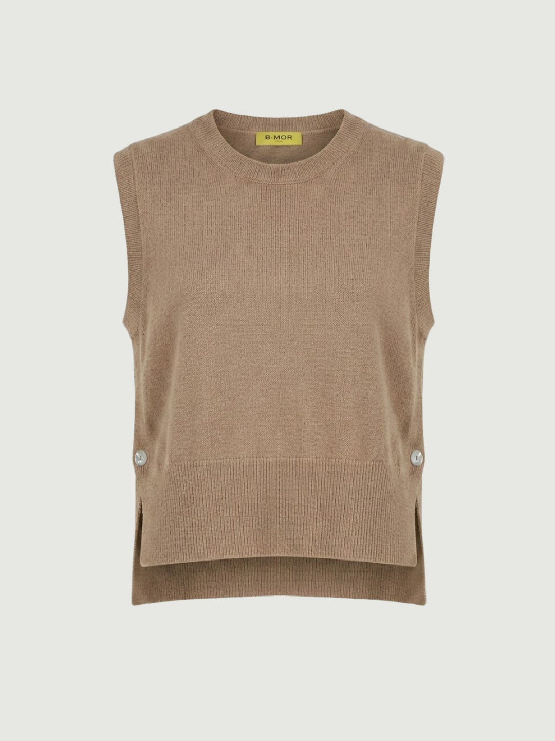 Gilet in maglia nocciola aperto sui fianchi 057015 0083 ANDREA MORANDO 