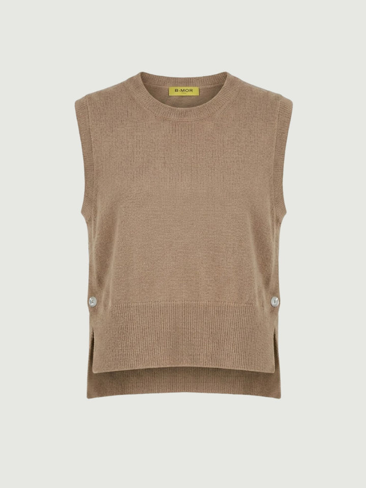 Gilet in maglia nocciola aperto sui fianchi 057015 0083 ANDREA MORANDO 
