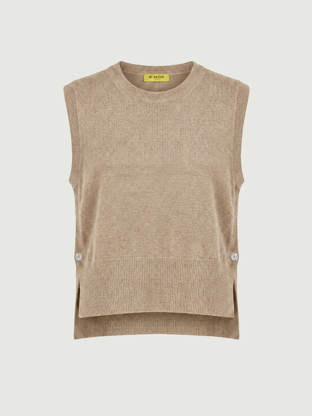Gilet Bea aperto sui fianchi in maglia nocciola 057015 0083 BIMOR 