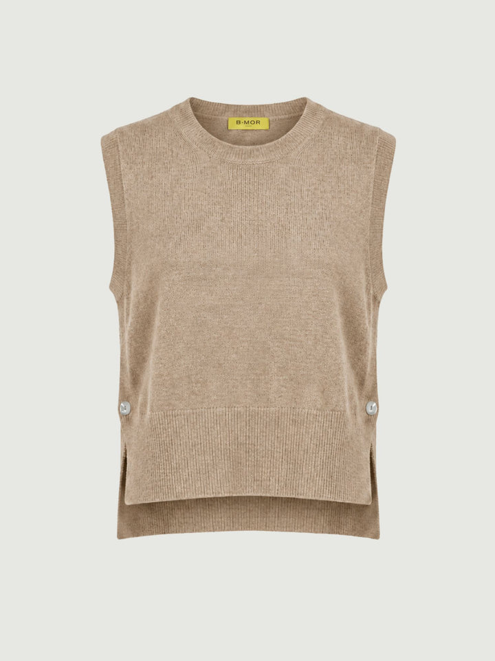Gilet Bea aperto sui fianchi in maglia nocciola 057015 0083 BIMOR 