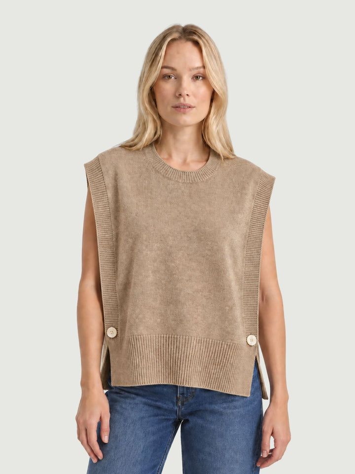 Gilet Bea aperto sui fianchi in maglia nocciola 057015 0083 BIMOR 