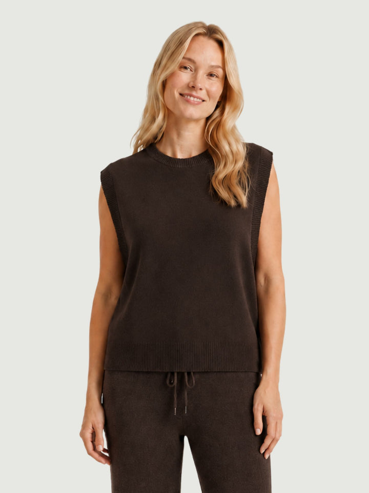 Gilet in maglia cioccolato aperto sui fianchi 057015 0196 ANDREA MORANDO 