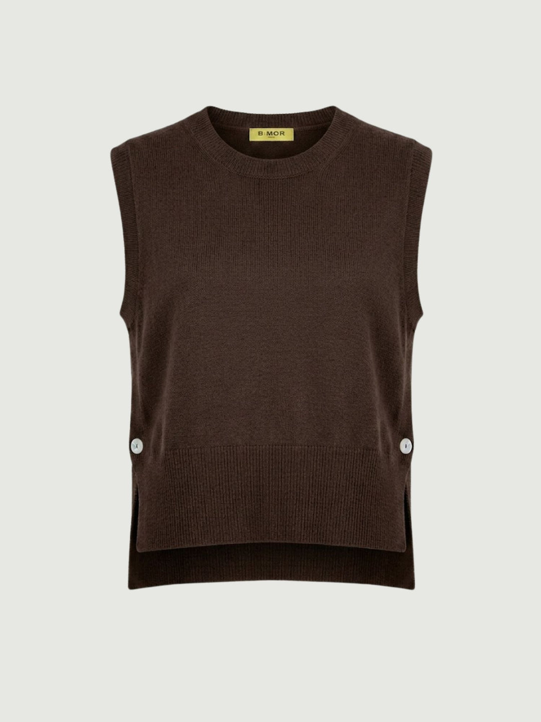 Gilet in maglia cioccolato aperto sui fianchi 057015 0196 ANDREA MORANDO 