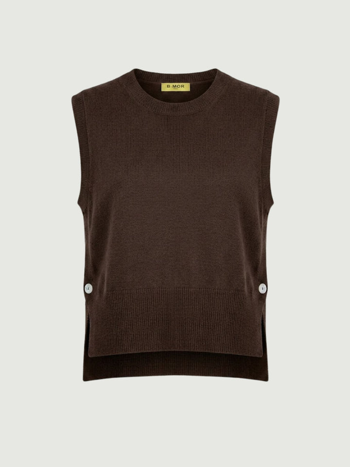 Gilet in maglia cioccolato aperto sui fianchi 057015 0196 ANDREA MORANDO 