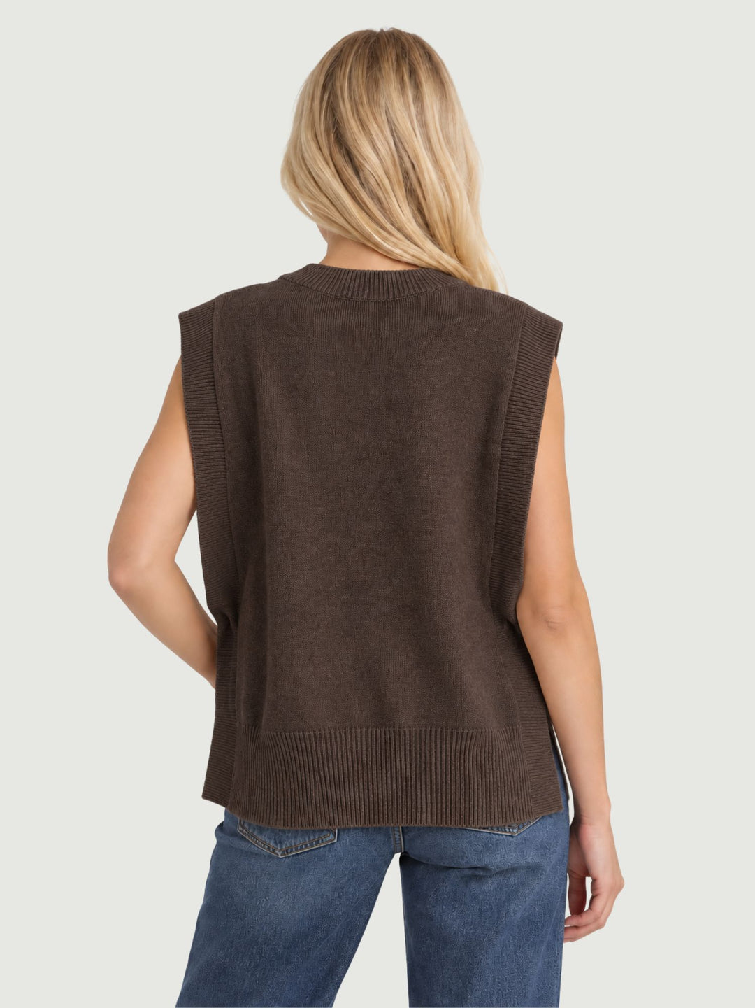 Gilet Bea aperto sui fianchi in maglia cioccolato 057015 0196 BIMOR 
