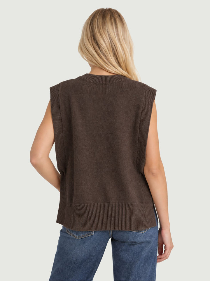 Gilet Bea aperto sui fianchi in maglia cioccolato 057015 0196 BIMOR 