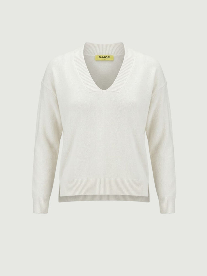 Maglia con scollo a V panna 0570573 0071 BIMOR 