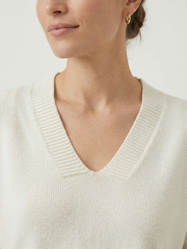 Maglia con scollo a V panna 0570573 0071 BIMOR 