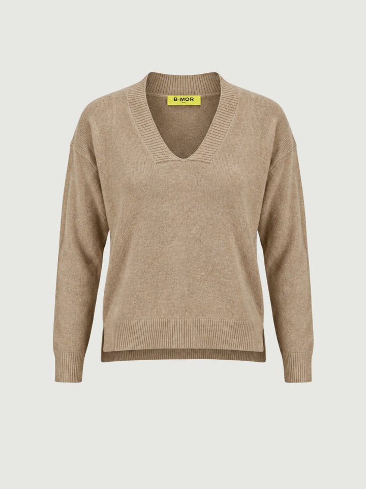 Maglia Betti con scollo a V nocciola 0570573 0083 BIMOR 