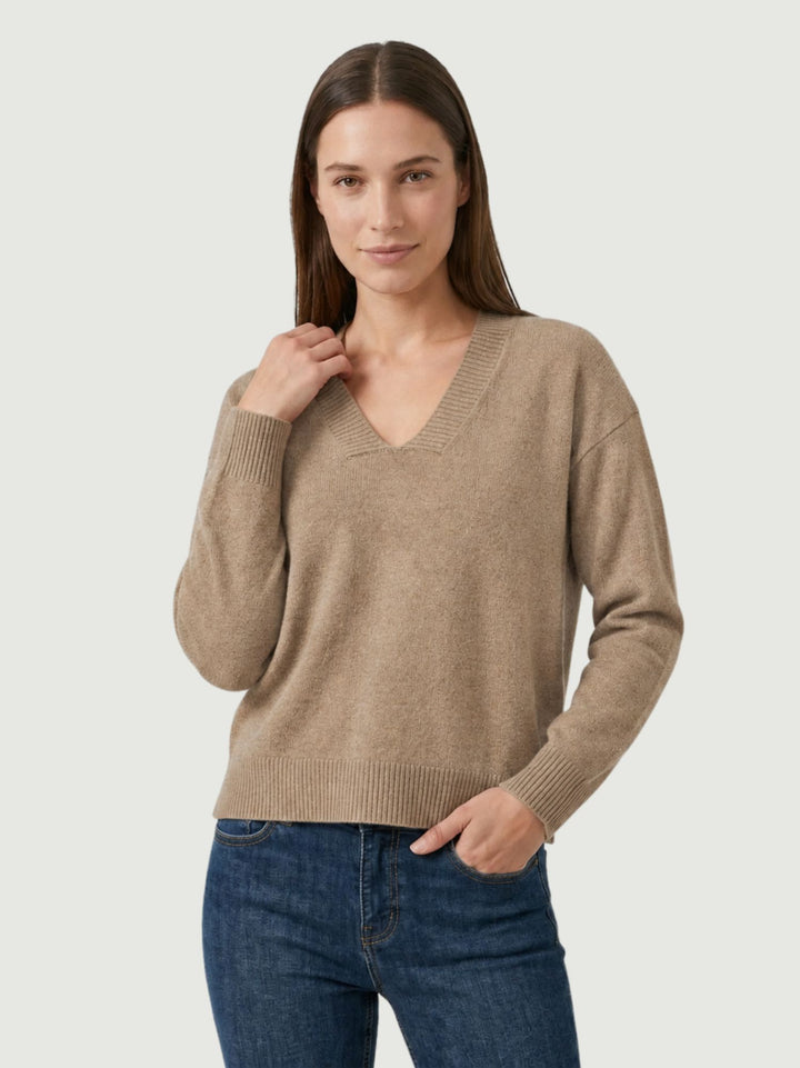 Maglia Betti con scollo a V nocciola 0570573 0083 BIMOR 