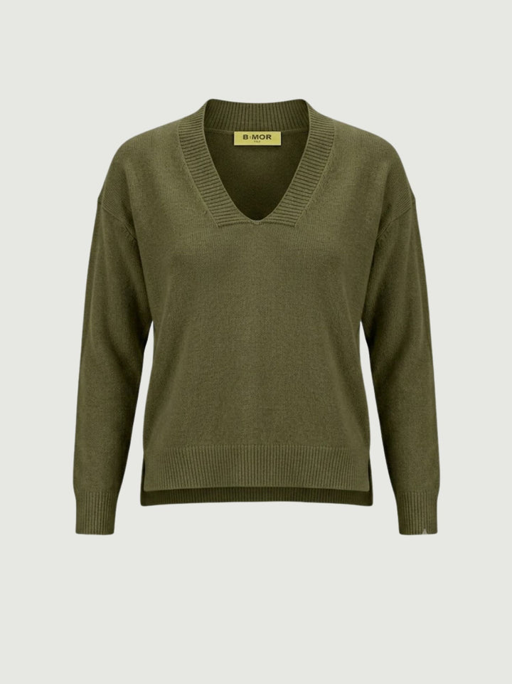 Maglia con scollo a V oliva 0570573 0192 BIMOR 